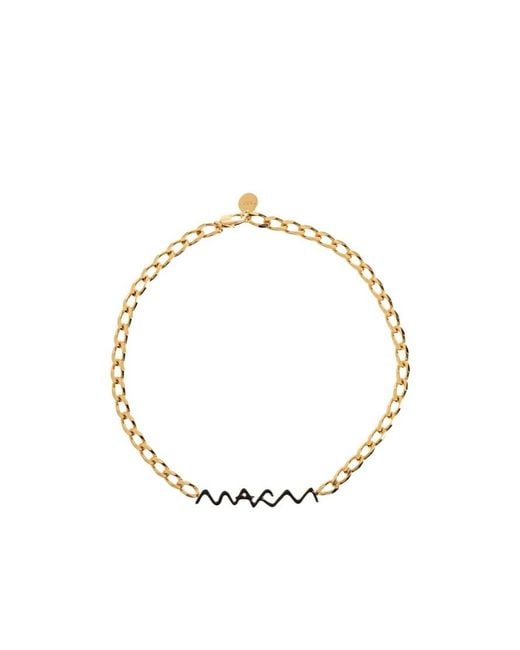 Marni Metallic Logo Lettering Chain Necklace