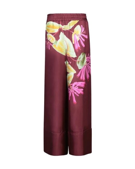 Pierre Louis Mascia Purple Floral Wide-Leg Pants