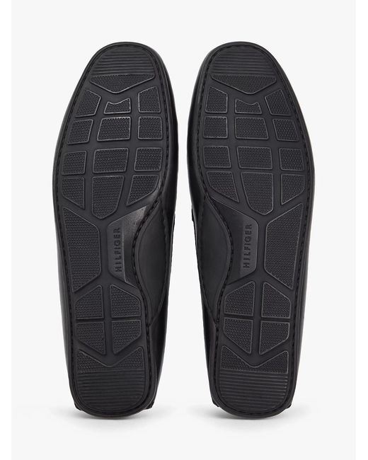 Tommy Hilfiger Black Flag Plaque Leather Driver Shoes for men
