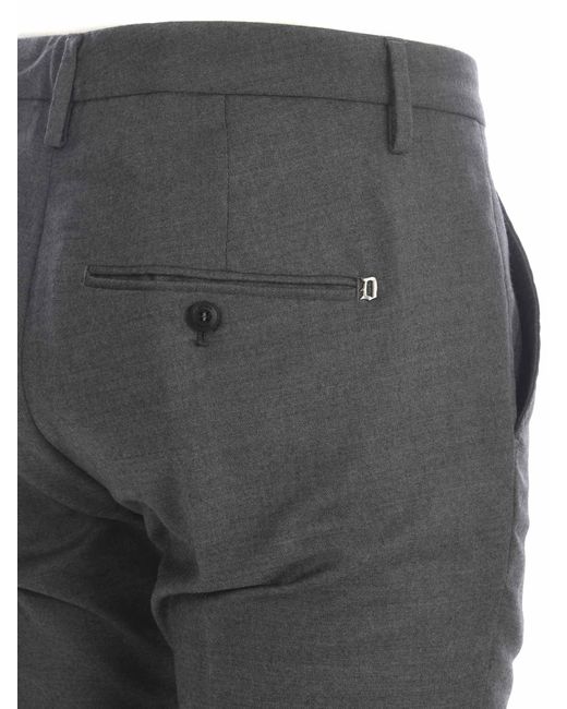 Dondup Gray Belt-Lined Casual Pants for men