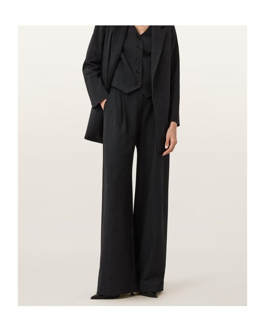 AllSaints Black Aleida Pinstripe Pants