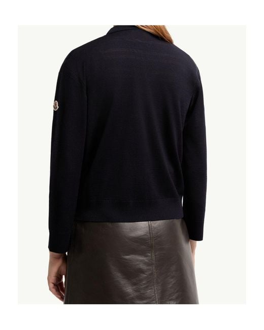 Moncler Blue Wool Cardigan