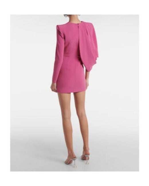 Alex Perry Pink Caped Asymmetric Crepe Minidress