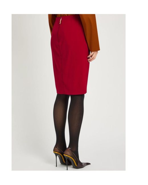 Saint Laurent Red Woven Midi Skirt