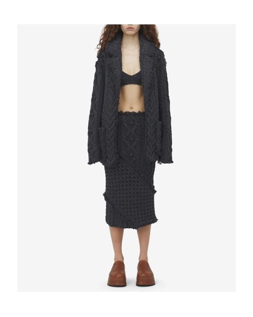 McQueen Black Twisted Knitted Cardigan