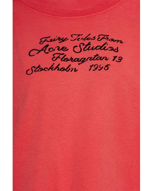 Acne Red Long-Sleeved Hooded Sweatshirt