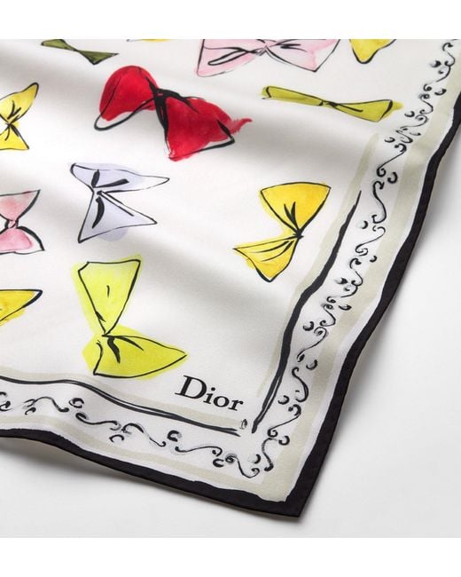 Dior White Iviera Bows 90 Square Scarf