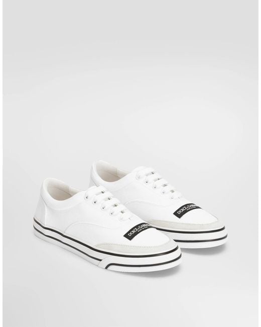 Dolce & Gabbana White Sailing Canvas Low-Top Sneakers