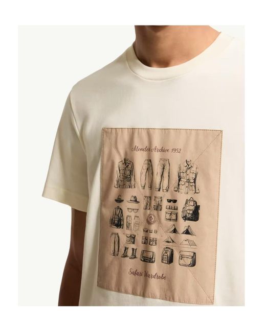 Moncler Natural Safari Wardrobe Printed Crewneck T-Shirt for men