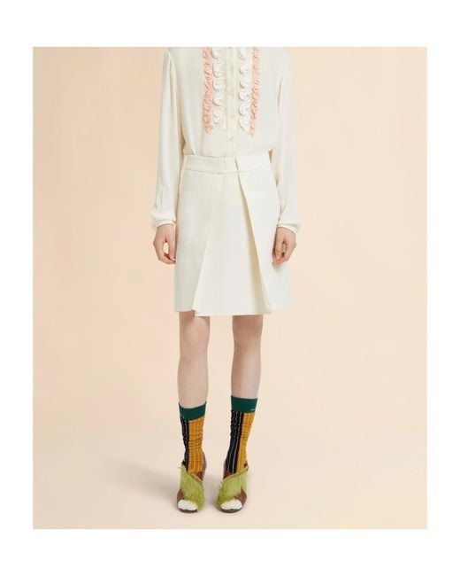 Marni White Pleated Mini Skirt