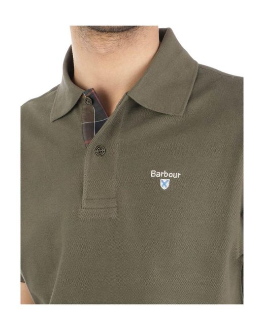 Barbour Green Lapel Short-Sleeved Polo Shirt for men