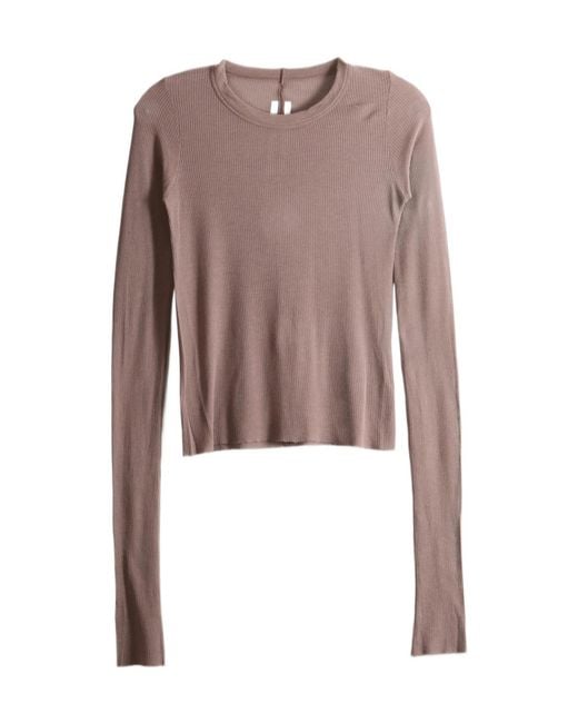 Rick Owens Brown Ribbed Long-Sleeved T-Shirt