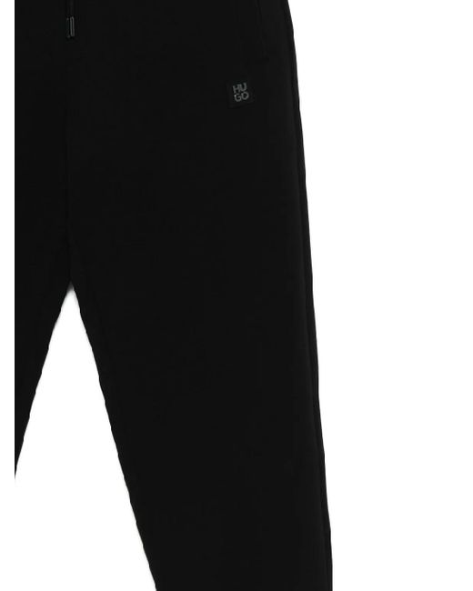 Boss Black Logo-Patch Drawstring-Waistband Track Pants for men