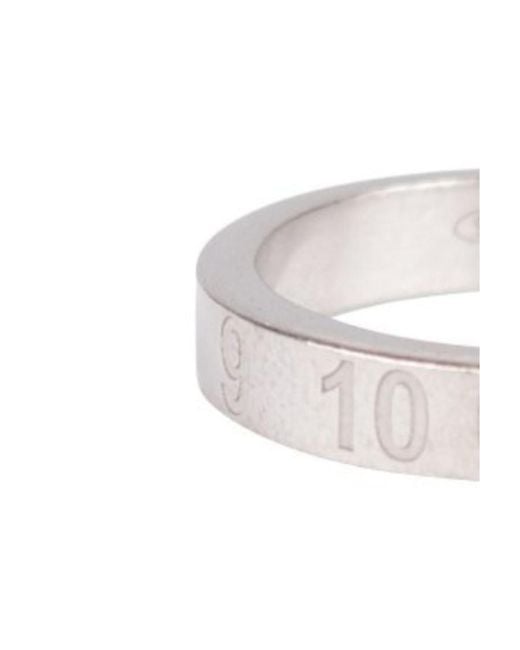 Maison Margiela White Engraved Number Band Ring for men