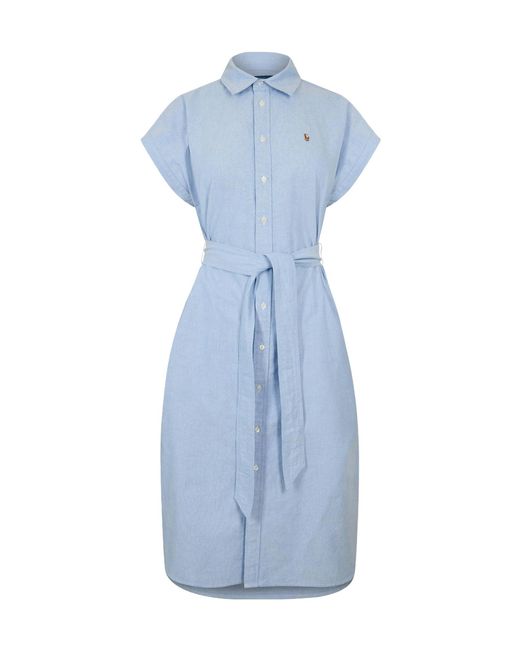 Polo Ralph Lauren Blue Tie Waist Shirt Dress