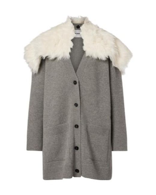 Jil Sander Gray Wool, Cotton, And Cashmere-Blend Cardigan
