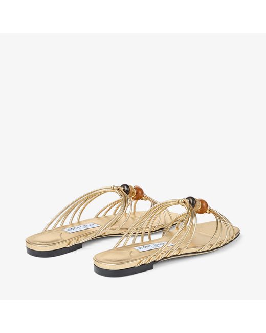 Jimmy Choo Metallic Lova Bead-Embellished Sandals