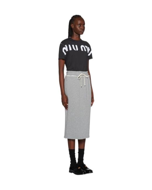 Miu Miu Black Printed Cotton T-Shirt