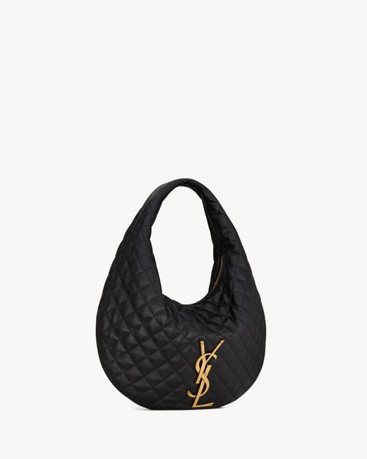 Saint Laurent Black Icare Quilted Hobo Bag