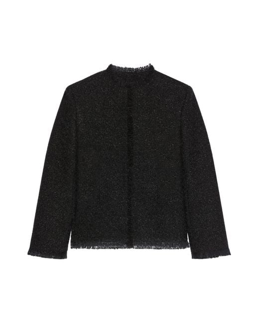 Givenchy Black Textured Frayed-Edge Jacket