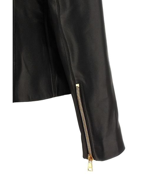 Balmain Black Zip-Up Leather Jacket