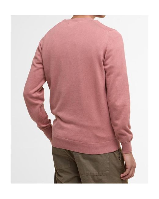 Barbour Pink Crew-Neck Cotton Jumper for men