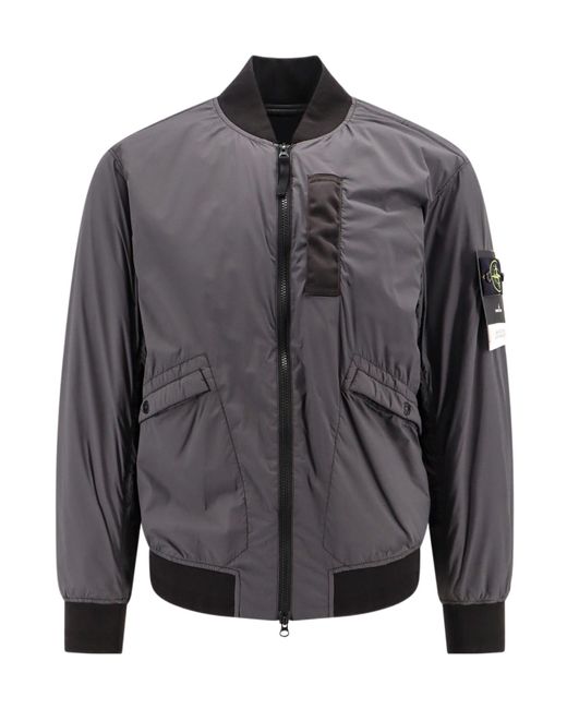 Stone Island Gray Compass-Badge Bomber Jacket for men