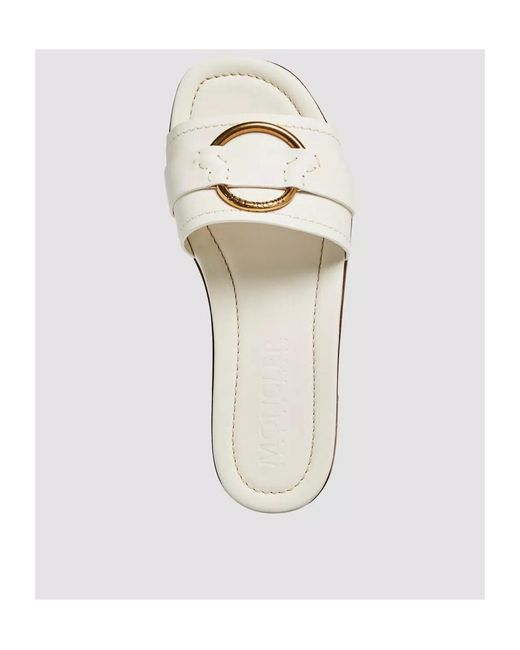 Moncler White Bell Slip-On Sliders