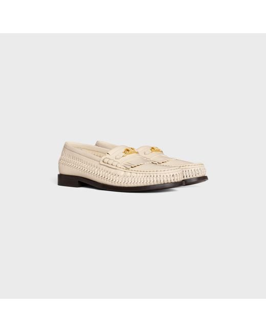 Céline White Luco Braided Loafer