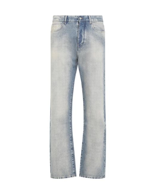 Amiri Blue Ma Quad Cuff Straight Leg Jeans for men