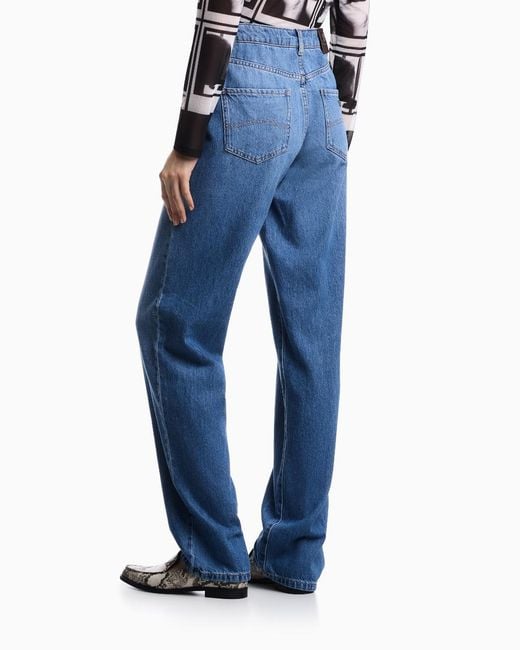 Emporio Armani Blue High-Waisted Straight Jeans