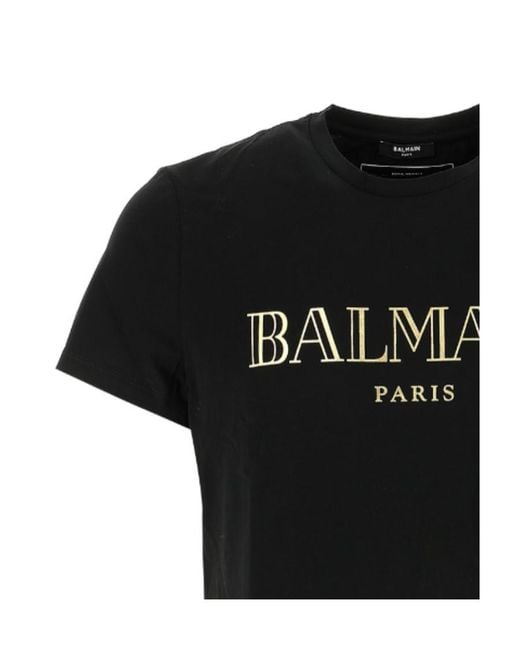 Balmain Black Logo Printed T-Shirt for men