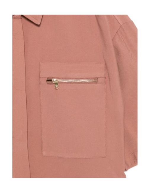 Patrizia Pepe Pink Zip-Pocket Dropped-Shoulder Shirt