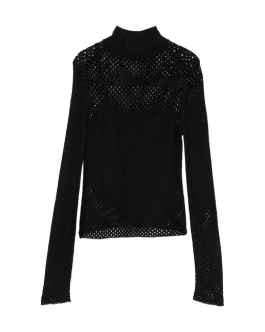 Jonathan Simkhai Black Bexley Mesh Knit Top