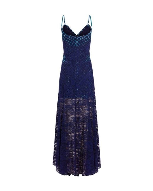 Rabanne Blue Trompe-L'Œil Lace Dress