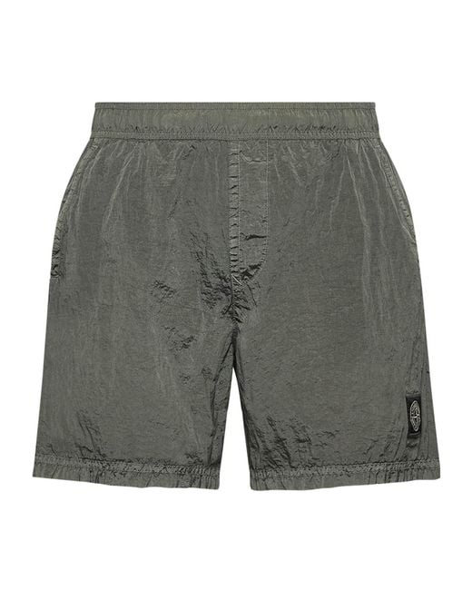 Stone Island Gray Compass Patch Swim Shorts for men