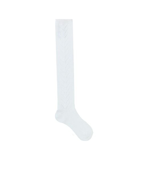 Valentino White Logo Plaque Long Socks