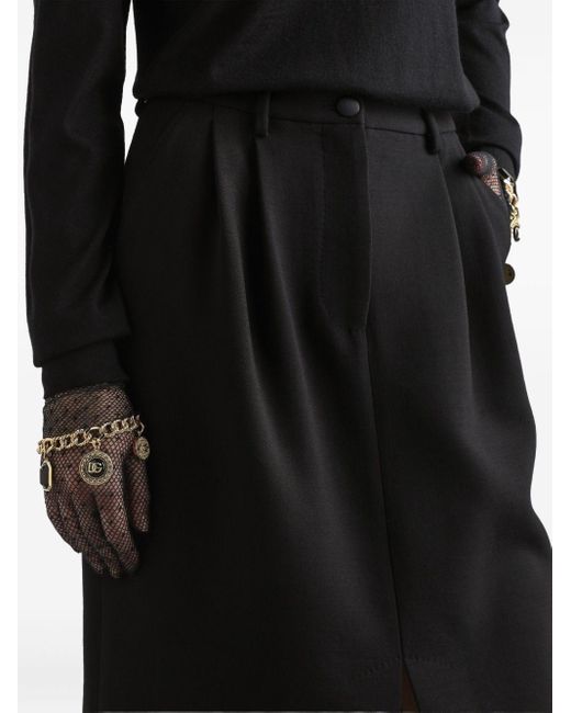 Dolce & Gabbana Black Pleated Midi Skirt