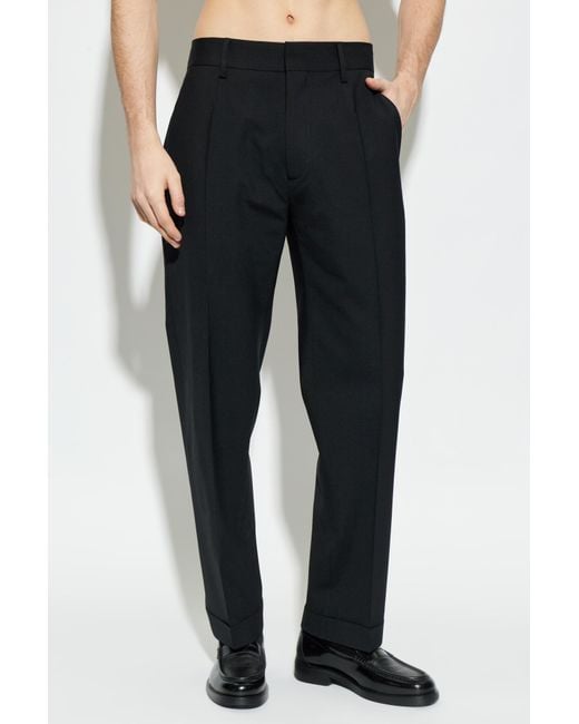 DSquared² Black Pleated Tailored Trousers for men