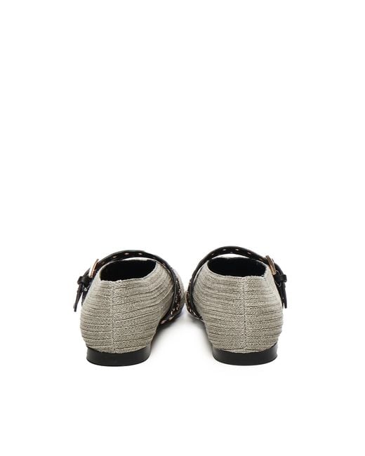 Bibi Lou Gray Buckled Tapered Flat Shoes