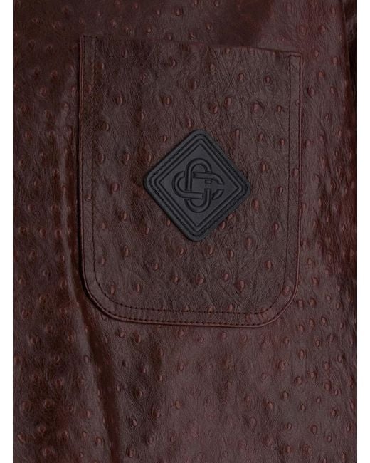 Casablanca Brown Buttoned Workwear Leather Jacket for men