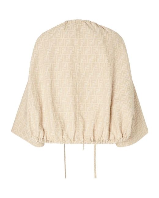 Fendi Natural Ff Chambray Drawstring Jacket