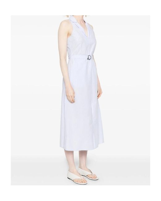 Patrizia Pepe White Striped Belted Midi Dress