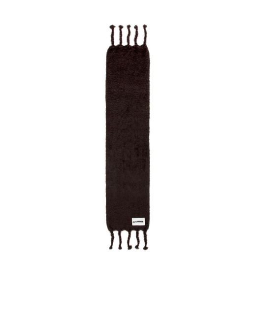 Jil Sander Black Fringed-Edges Scarf