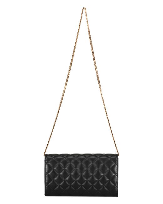 Versace Black Leather Clutch With Logo