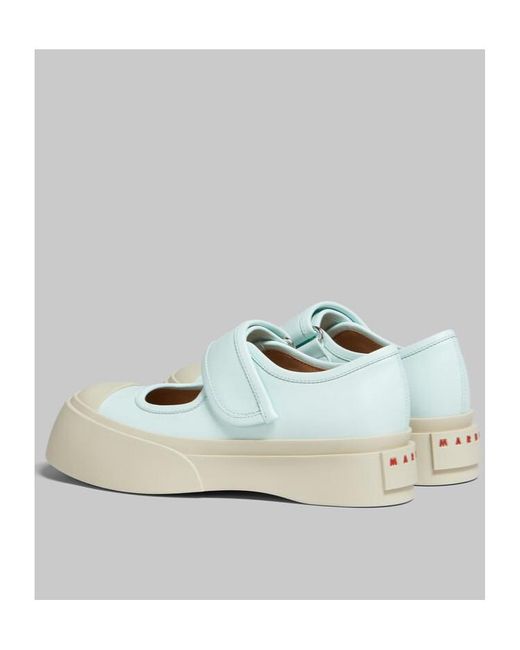 Marni Blue Light Nappa Leather Mary Jane Sneaker