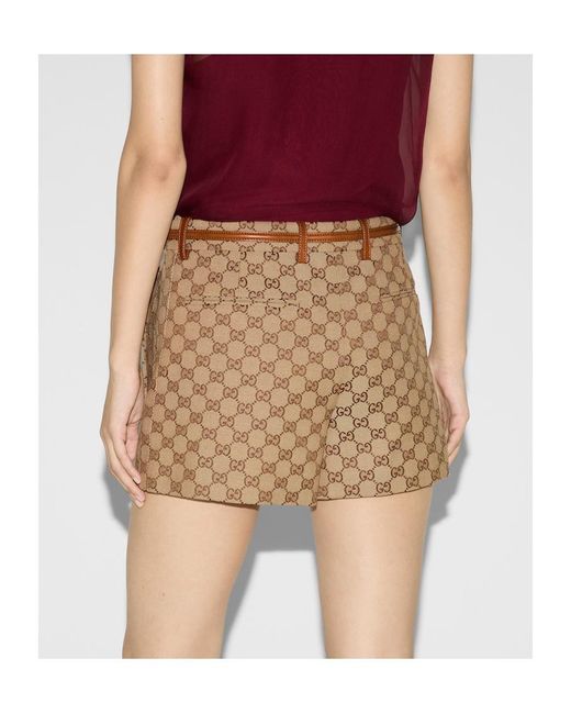 Gucci Brown Horsebit Detail Gg Shorts