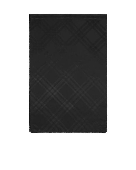 Burberry Black Checked Silk Scarf for men