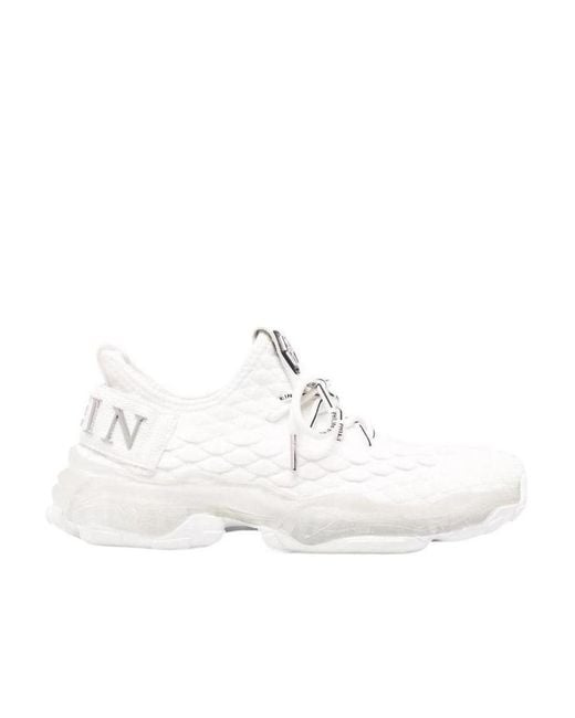 Philipp Plein White Runner Hexagon Logo Sneakers for men