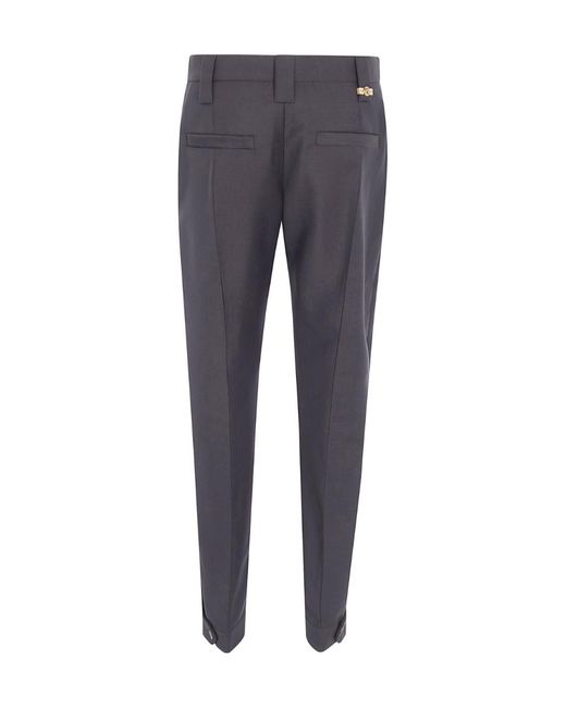 Versace Blue Pleated Tailored Trousers